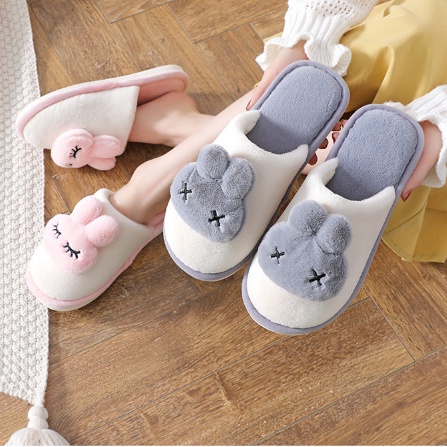 Dép Bông Hình Bé Thỏ Giữ Ấm Chân, Chống Trơn Trượt Dành Cho Nữ - Dép Lông Mang Trong Nhà Mềm Mại Mang Êm Chân
