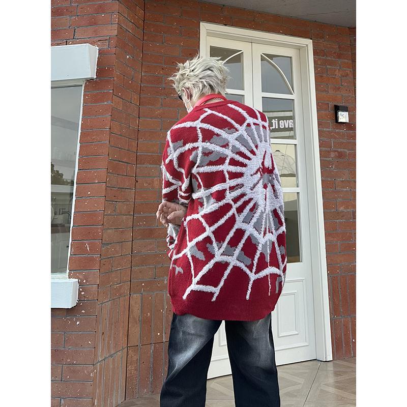 Áo sweater Cổ Tròn In Hình Nhện Phong Cách Mỹ Thời Trang Thu Đông 2023 Cho Cặp Đôi