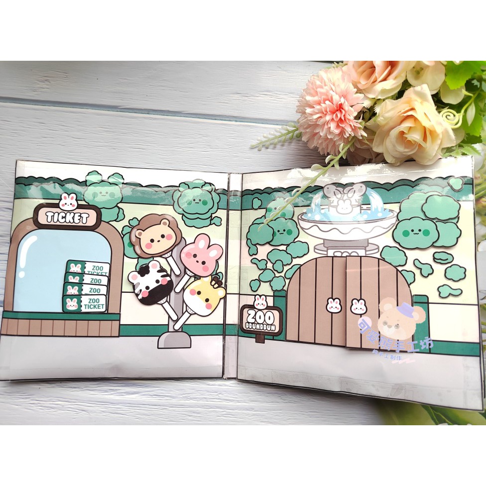 Sách Đồ Chơi Hình Sở Thú Hoạt Hình Tự Làm Thủ Công Cho Bé Gái