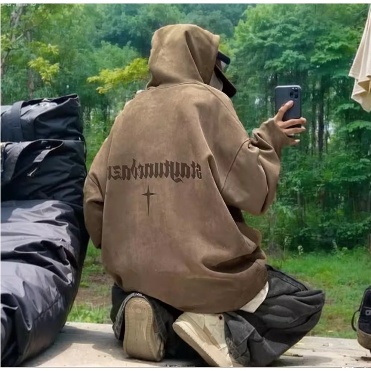 Áo Hoodie Dáng Rộng Phong Cách retro Đường Phố Mỹ Cá Tính Cho Nam