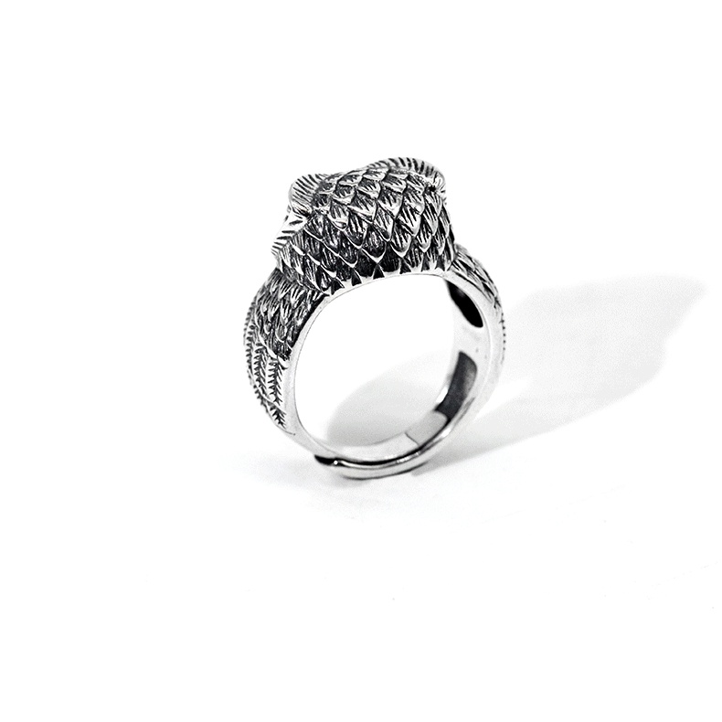 Nhẫn Bạc Thái Lan Hình Cú Mèo Độc Đáo Thời Trang hip hop Có Thể Điều Chỉnh