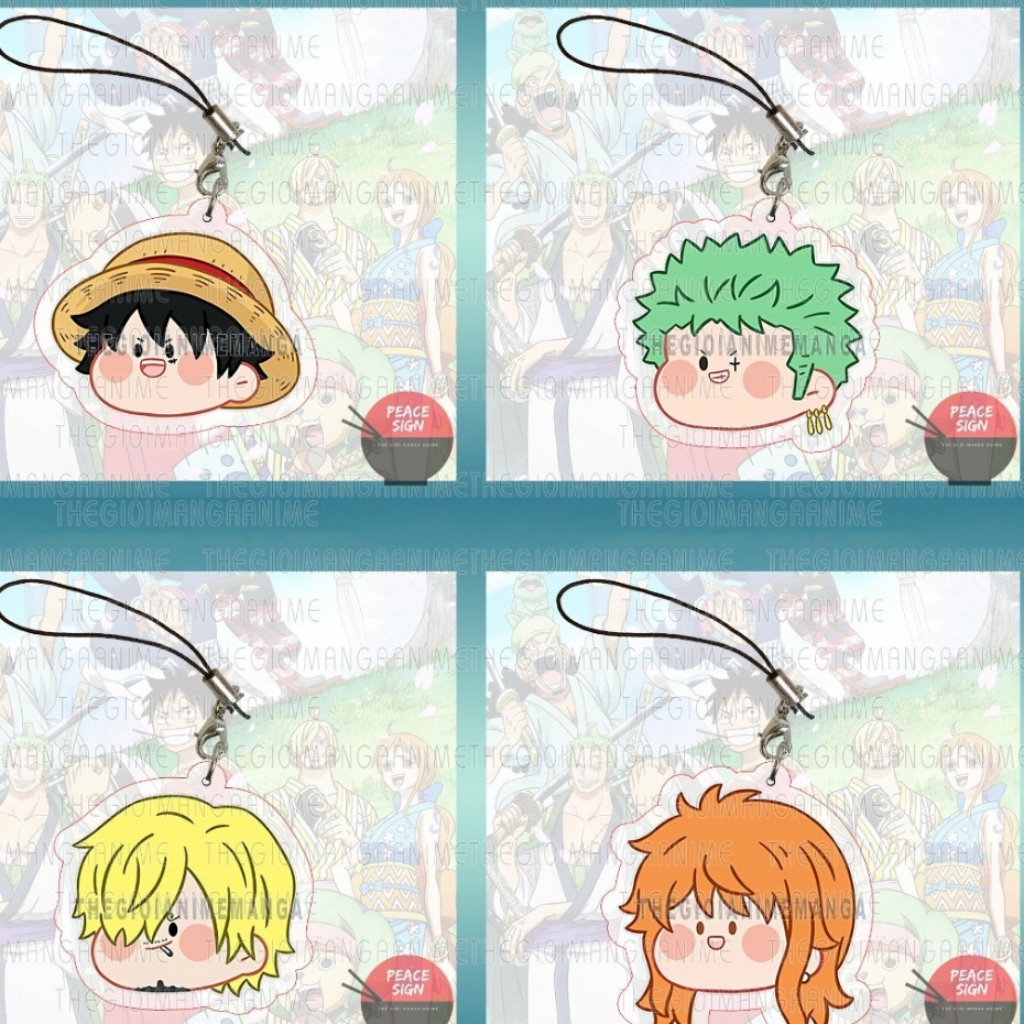 Móc dây treo điện thoại ONE PIECE in hình Đảo Hải Tặc anime mica trong acrylic móc khóa