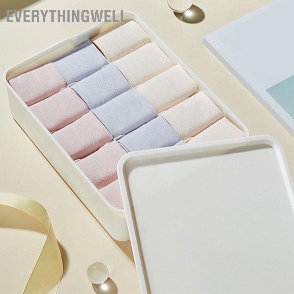 EverythingWell Tất Sắp Xếp Lưu Trữ Nắp Đậy Nhựa Chống Bụi Thiết Kế Khe Cắm Thẻ Đồ Lót Hộp Bảo Quản Cho Quần
