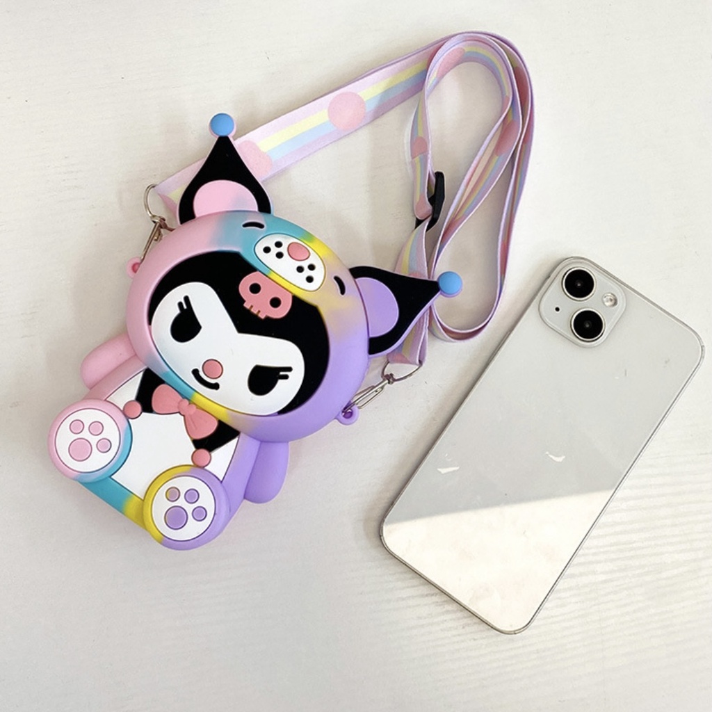 Túi Đeo Chéo Silicon Hoạt Hình Kurumi 3 Màu Cực Kì Dễ Thương