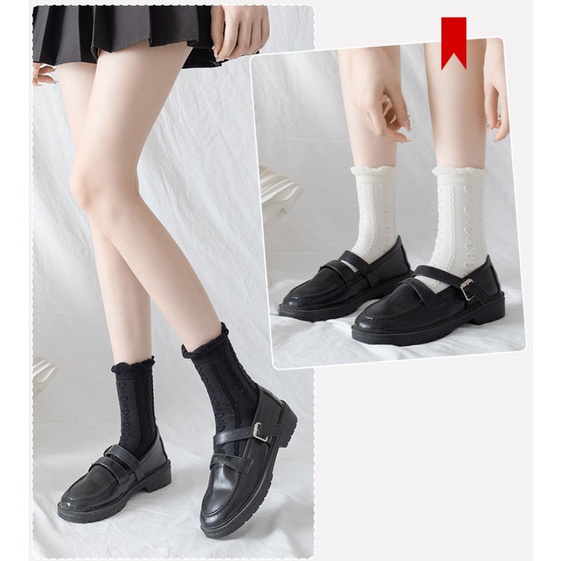 Mới Vớ Công Chúa jk Phối Ren Màu Trắng Đen Phong Cách lolita Nhật Bản Dễ Thương Cho Nữ