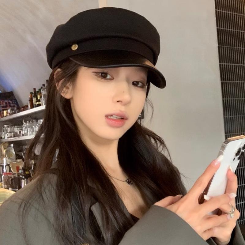 Mũ beret Da pu Thiết Kế Mùa Thu Cá Tính Dễ Phối Đồ Cho Nữ