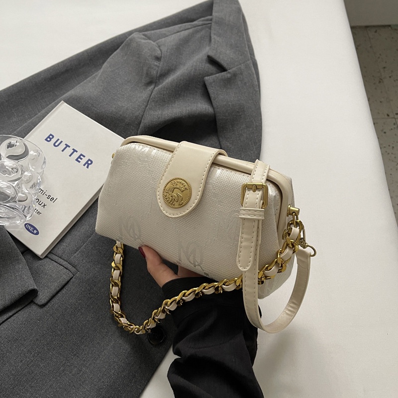 Túi Xách Vải Đeo Vai Phối Dây Xích Thời Trang Mùa Đông 2023 Cho Nữ