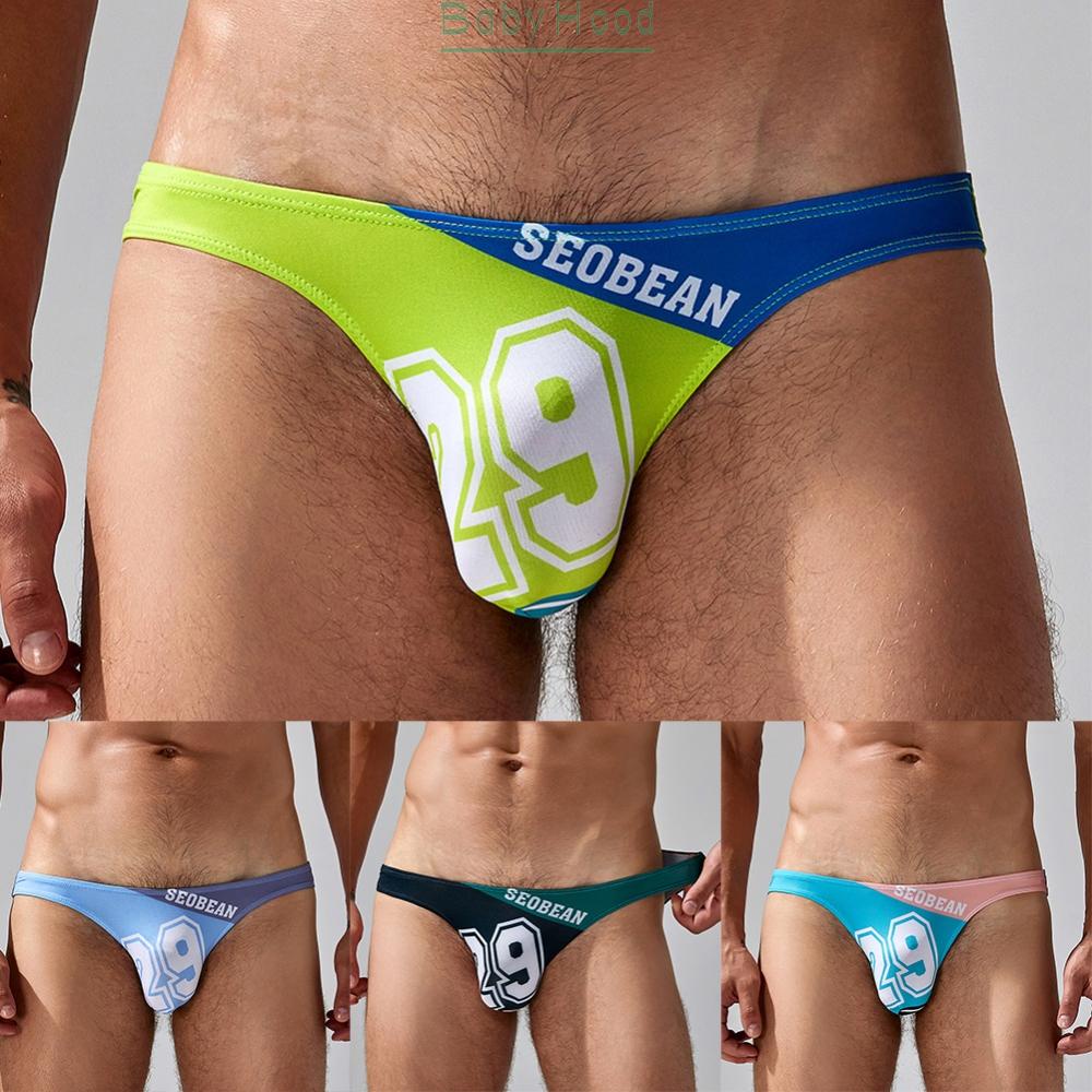 Sexy String Bikini Narrow waist Briefs Printed Soft Jersey Prints Mens underwear#BBHOOD