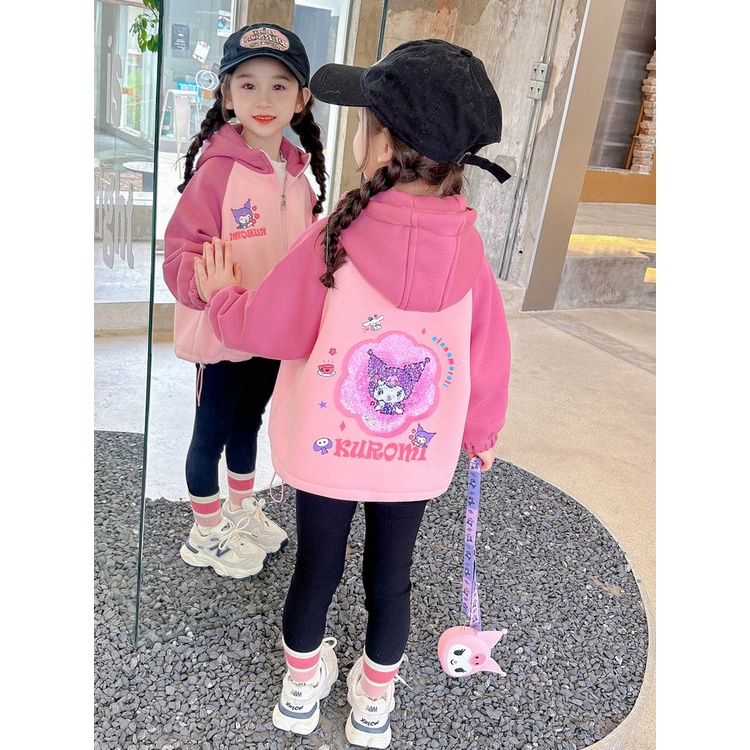 ❤Áo Khoác Lót Lông Cừu Dày Dặn Giữ Ấm Thời Trang Thu Đông 2023 Cho Bé Gái