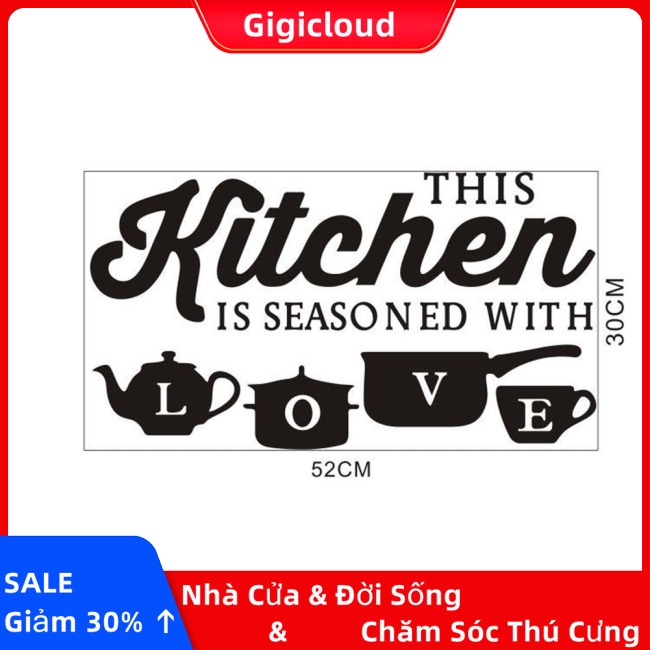 Gigicloud sticker Dán Tường Bằng pvc In Chữ kitchen love Cá Tính Có Thể Tháo Gỡ Cho Nhà Bếp