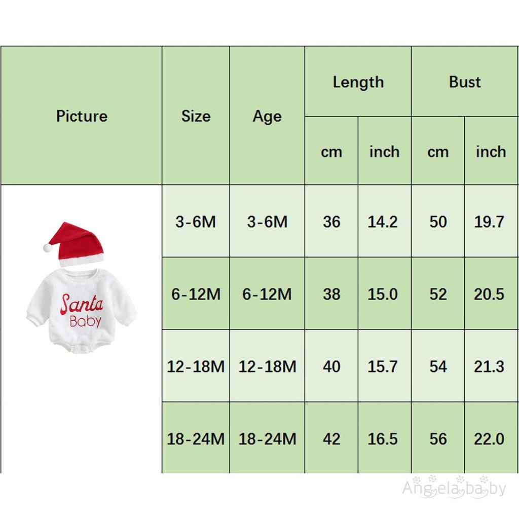 Hian-baby Bộ 2 Món Áo Liền Quần Tay Dài Cổ Tròn Thêu Chữ Và Nón Bằng Vải Bông Giáng Sinh Cho Bé