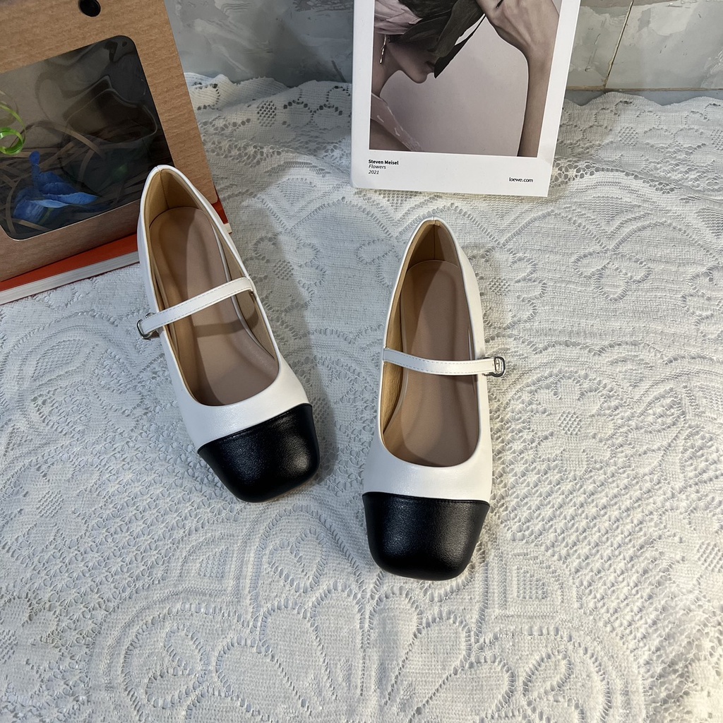 Giày búp bê bigsize tiểu thư mũi vuông vá mũi bệt size 40-44