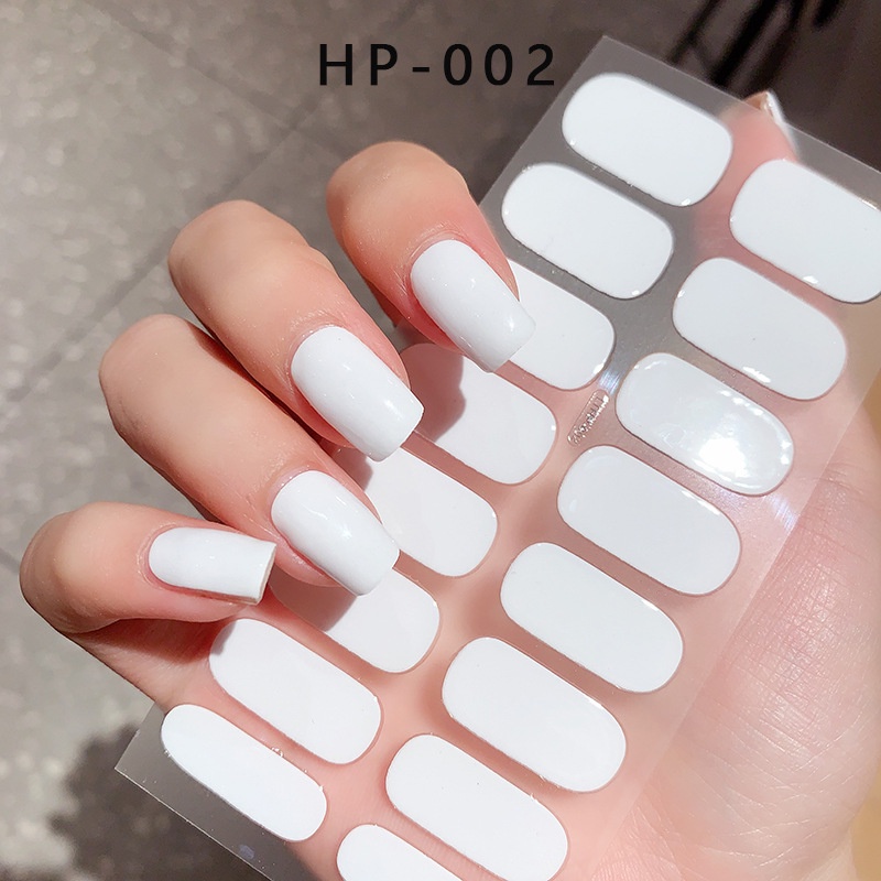 Set 16 Miếng Dán Móng Tay Nhãn Dán Gel Bán Chữa Màu Sắc Đơn Giản Cần đèn uv