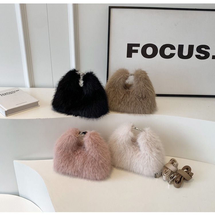 Túi Xách Đeo Chéo Phủ Lông Thời Trang Thu Đông 2023 Dễ Thương Cho Nữ