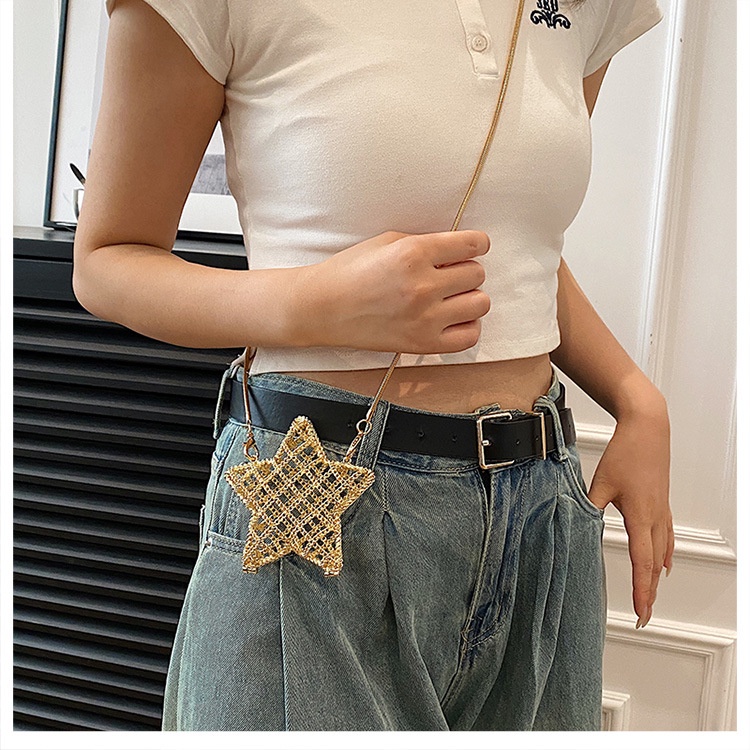Jasmin noir Ví Cầm Tay Dây Xích Sắt Dệt Hình Ngôi Sao Rỗng Nhỏ Cho Nữ Dự Tiệc Tối