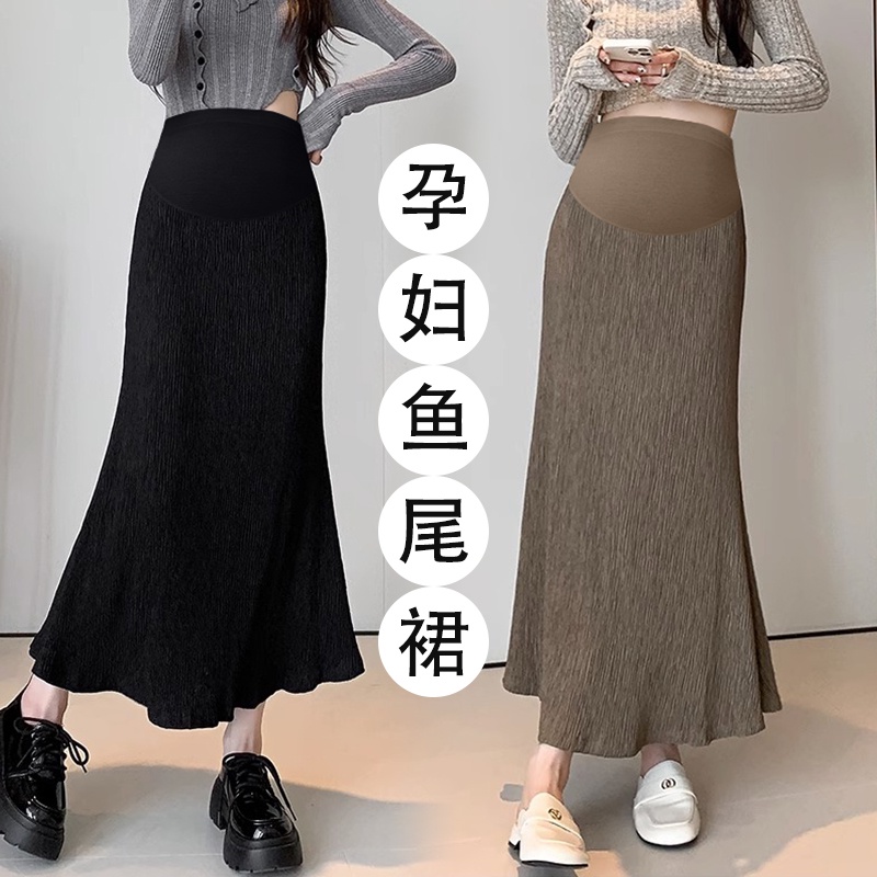 Chân Váy Đuôi Cá Dáng Chữ a Lưng Cao Xếp Ly Thời Trang Mùa Thu Cho Mẹ Bầu