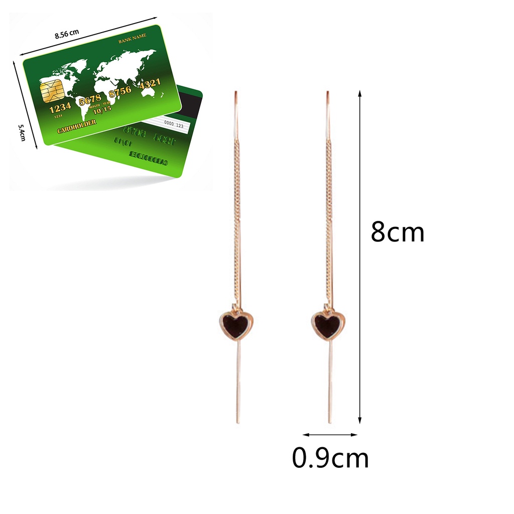 1 Đôi Bông Tai Dài Tua Rua Hình Trái Tim Thời Trang Dành Cho Nữ