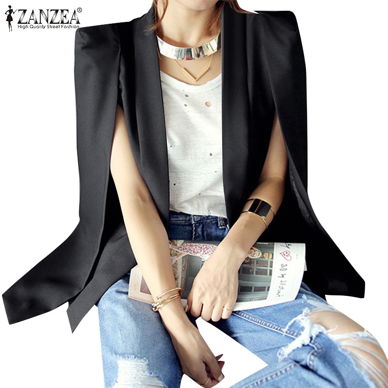 Zanzea Áo Khoác blazer Dài Tay Màu Trơn Phong Cách Hàn Quốc Thanh Lịch Dành Cho Nữ