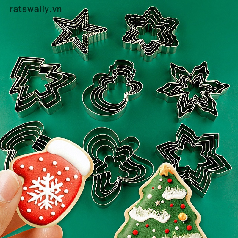 Set 5 Khuôn Cắt Bánh Quy Bằng Thép Không Gỉ Tạo Hình Chủ Đề Giáng Sinh diy vn