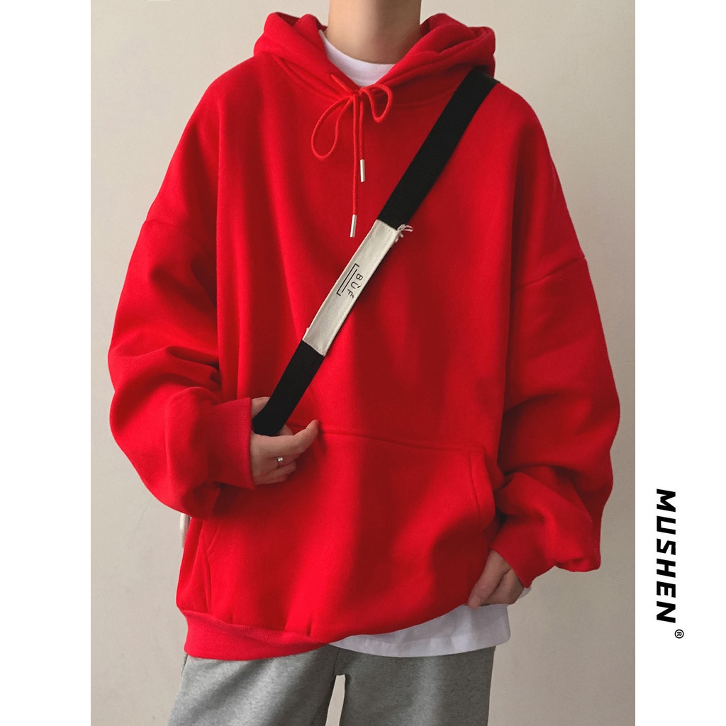 Áo hoodie dài tay nam màu trơn phong cách Hàn Quốc size lớn