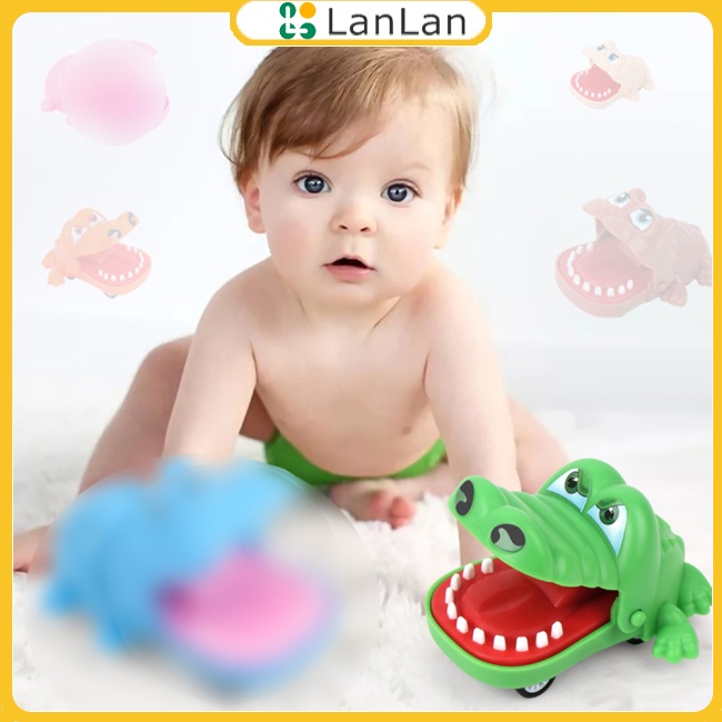 Lanlan Đồ Chơi Xe Kéo Hình Cá Sấu Hoạt Hình mini Kéo Tay Làm Quà Tặng Cho Bé