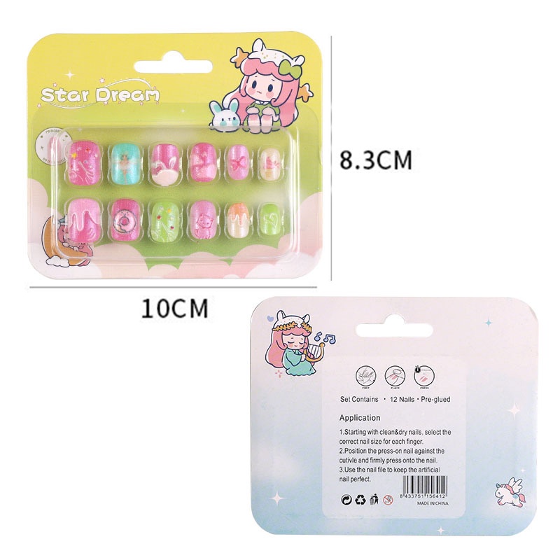 Dễ Thương Bộ Móng Tay Giả Kiểu Công Chúa Đáng Yêu Cho Bé Gái