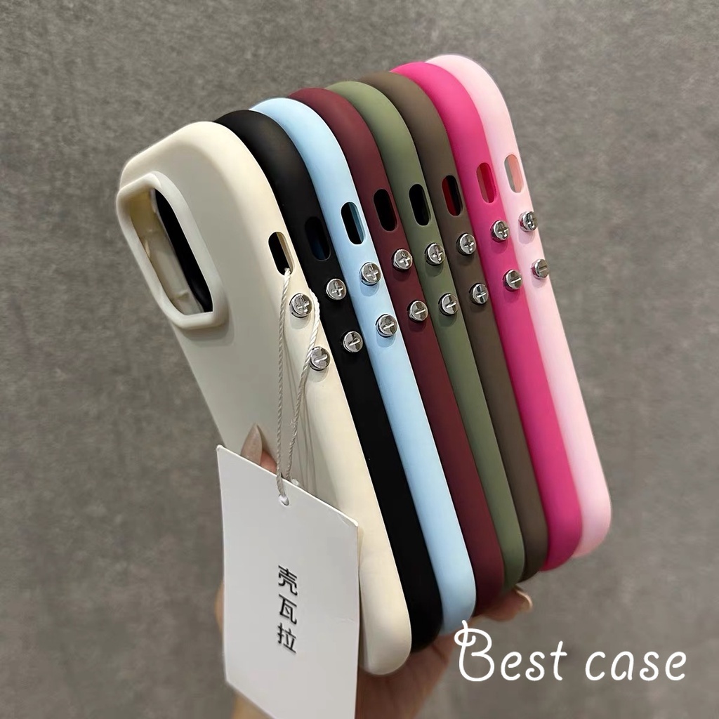 Ốp Điện Thoại Mềm Nút Bấm Tròn Cho iphone 15 14 13 12 11 pro max