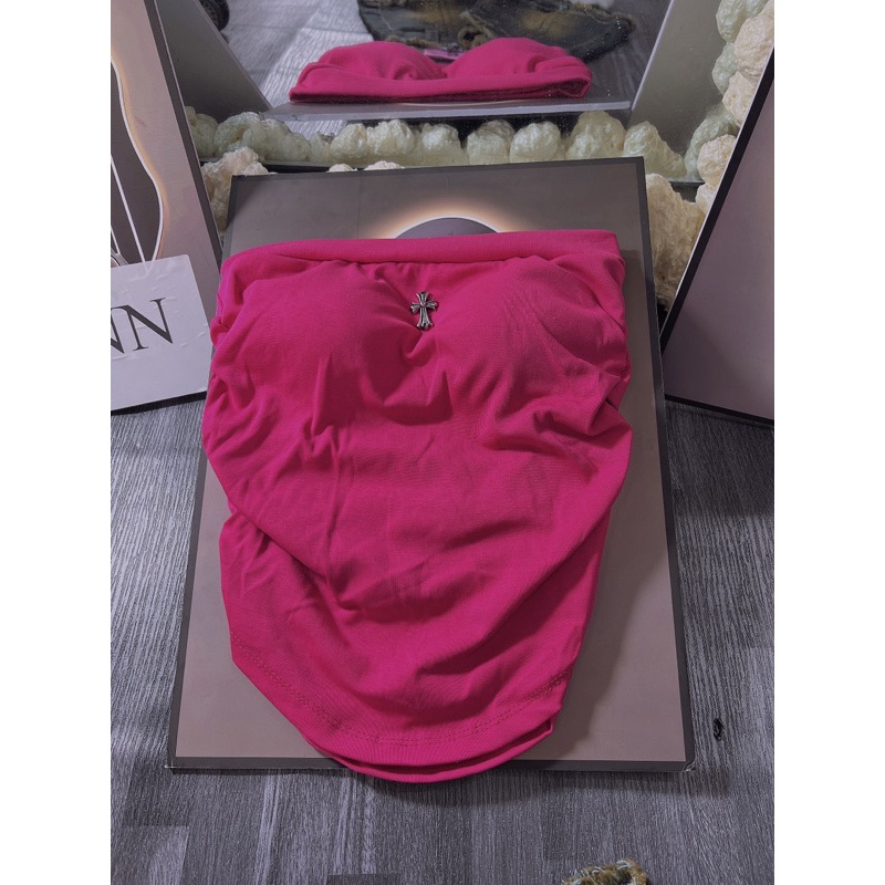 Set áo cúp chữ thập nhún sườn có mút và quần short jean co giãn xanh dơ rút dây 2 bên