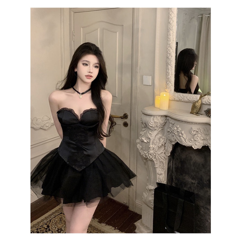 Set Áo Ống Phối Ren Và Chân Váy Phồng Quyến Rũ Mùa Hè Cho Nữ l2mq