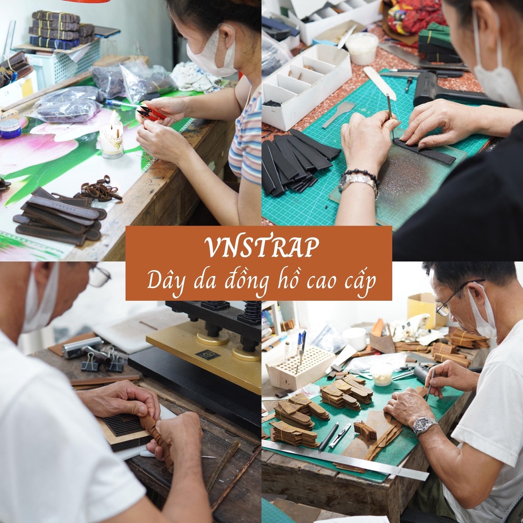 Dây đồng hồ 22mm 20mm 18mm handmade nam da bò sáp dây đeo đồng hồ gia xịn cao cấp đẹp giá rẻ nhập khẩu