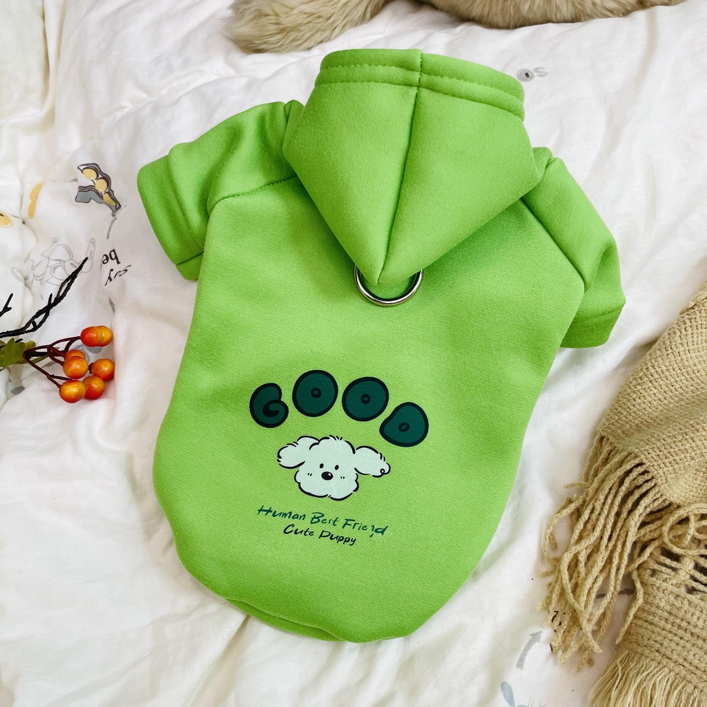 Áo Hoodie Bằng Lụa Sữa Phối Lông Thời Trang Thu Đông Dành Cho Chó Mèo