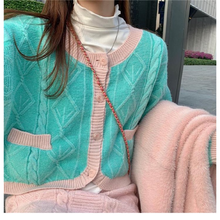 Bộ Áo Khoác cardigan + Áo Khoác Dệt Kim Màu Xanh Lá Thời Trang Mùa Xuân Cho Nữ