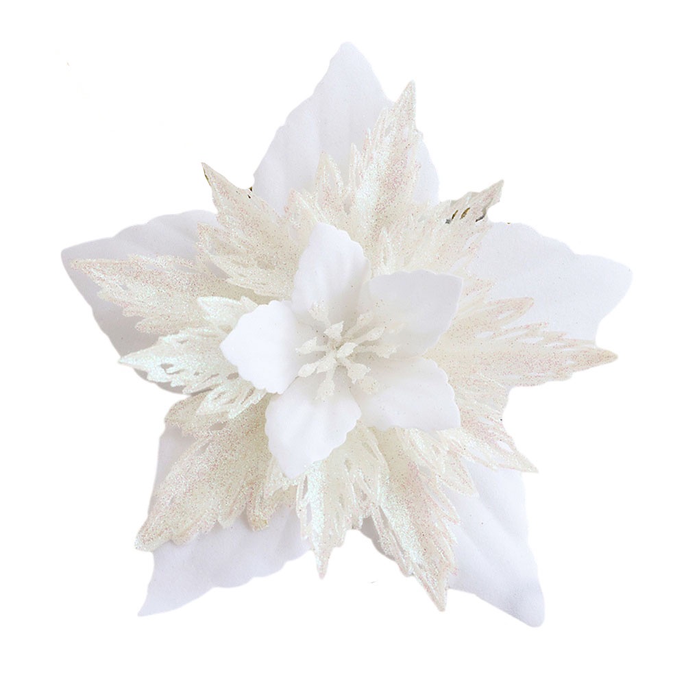 Christmas Flower Hanging Ornaments Artificial Flowers Sparkling Flowers