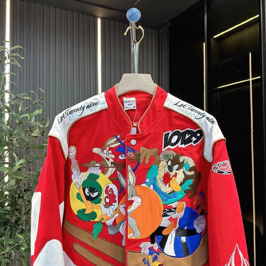 Áo khoác không quân 2024 Phong cách mới Nam hoạt hình In mùa xuân Máy bay ném bom Áo khoác cặp đôi hàng đầu