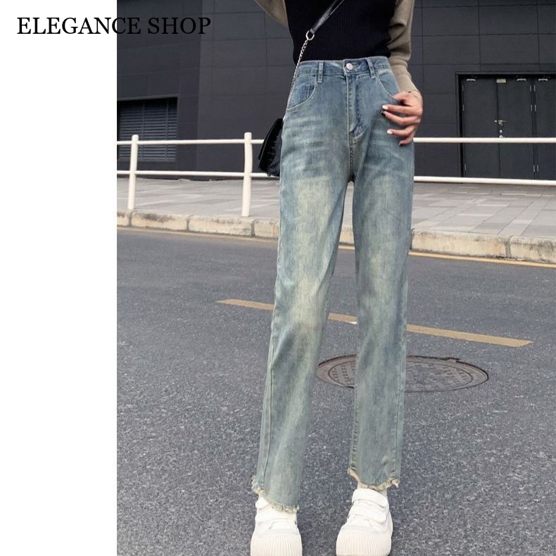 ELEGANCE SHOP quần ống rộng quần nữ jean Trendy Vintage Casual Fashion WNK23A0MSU 42Z231018