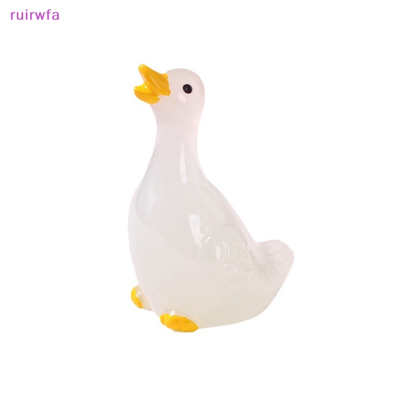 Ruirwfa 1 Tượng Vịt mini Bằng Nhựa Phát Quang Trang Trí Tiểu Cảnh / Nhà Búp Bê diy Mới