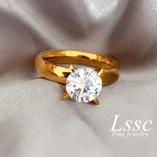  Nhẫn Nữ Titan Không Gỉ Mạ Vàng 18k Thiết Kế Kim Cương Giả Phụ Kiện Hàn Quốc Phụ Kiện Trang Sức 