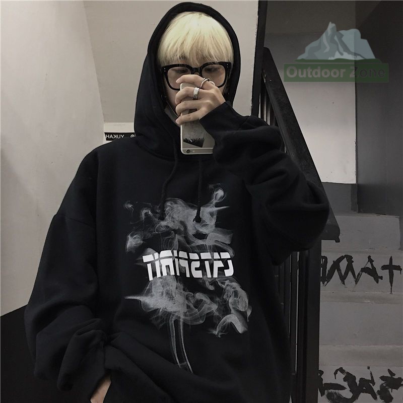 Áo hoodie Dáng Rộng In Chữ graffiti Phong Cách Hàn Quốc Thời Trang Thu Đông Dành Cho Nam Nữ
