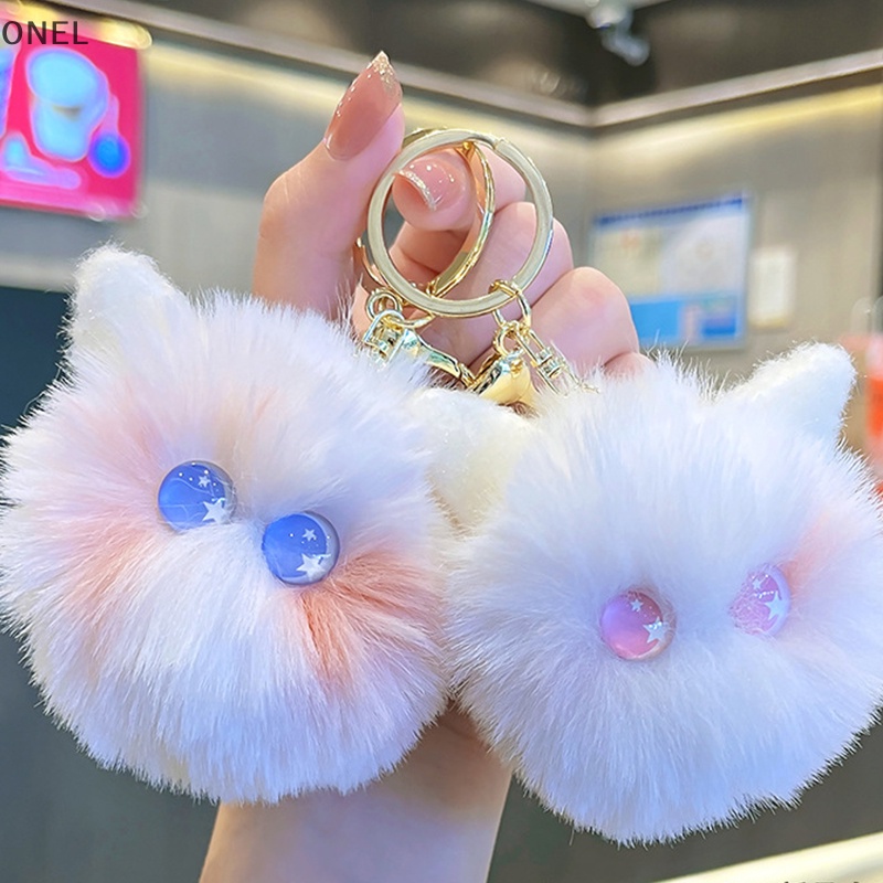 Móc Khóa Banh Lông Xù Hình Mèo Má Hồng onel Đáng Yêu Dành Cho Làm Quà Sinh Nhật vn