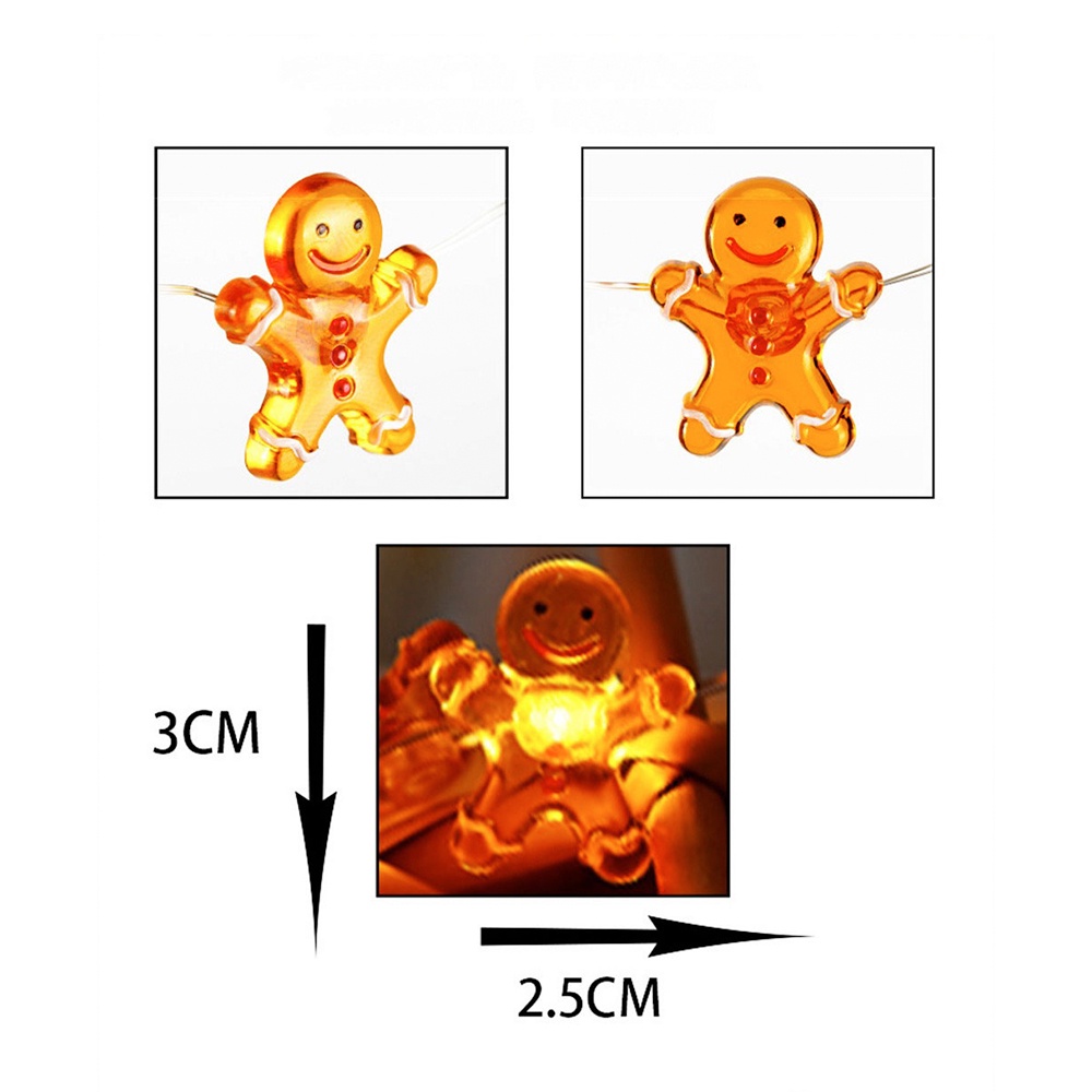 Dây Đèn led Trang Trí Giáng Sinh 5m usb / Pin Loại gingerbread man rgb