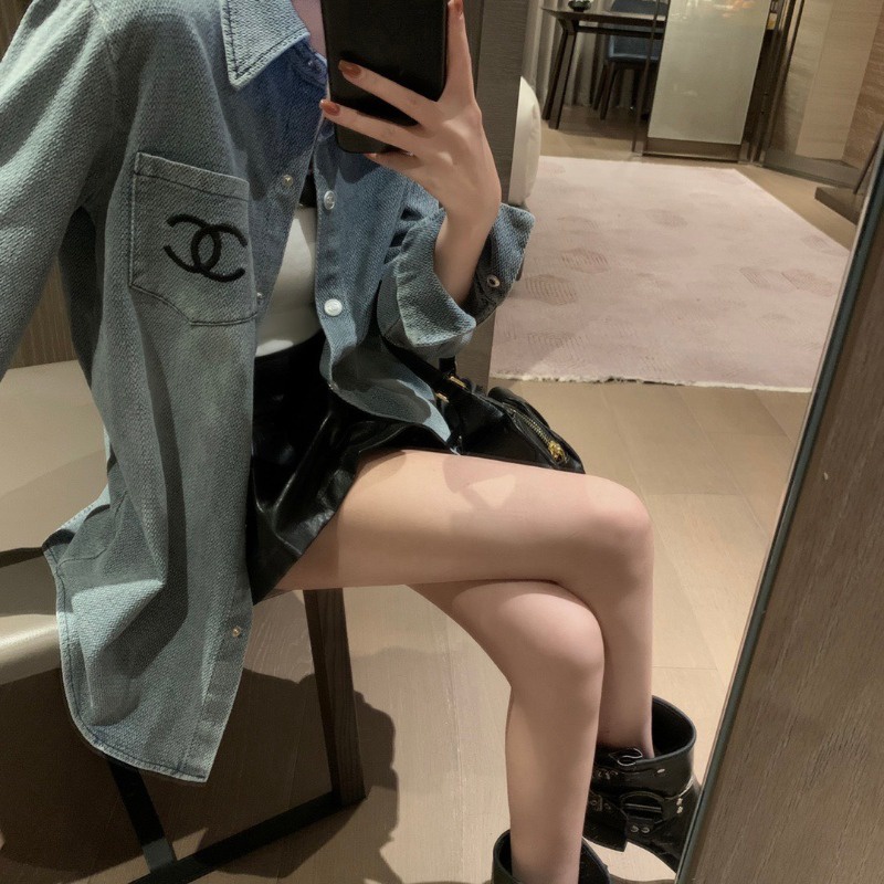 ❤️❤️Hàng Có Sẵn! ❤️❤️ Áo Sơ Mi denim Dài Tay Thêu Họa Tiết Thời Trang 2023 Mới Cho Nữ