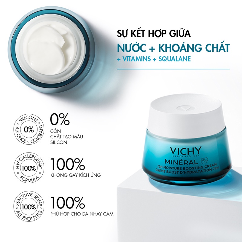 Kem dưỡng phục hồi chuyên sâu và dưỡng ẩm da đến 72h Vichy Mineral 89 15ml