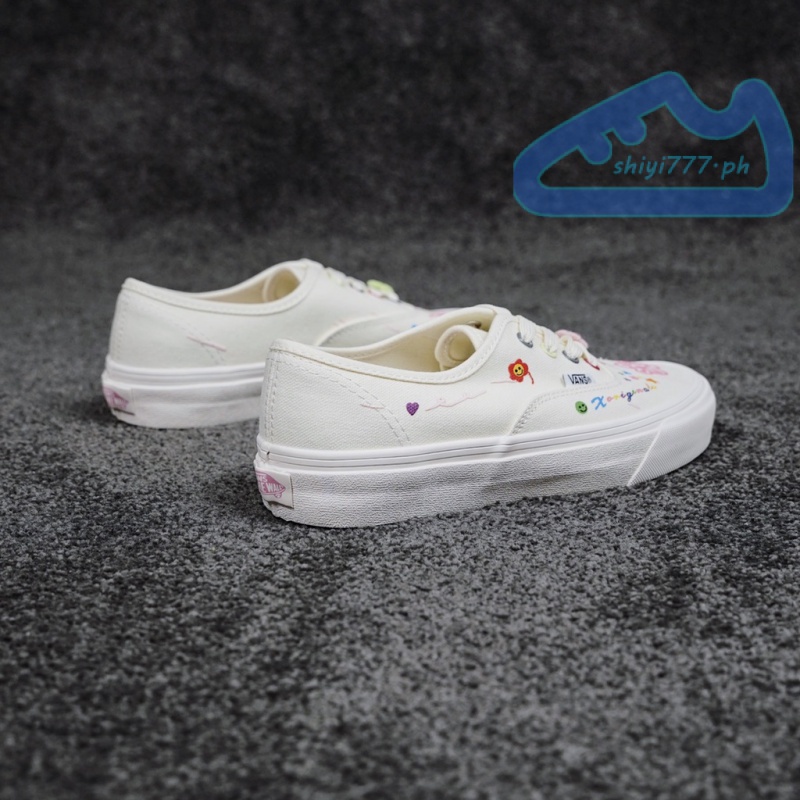 Vans Giày Thể Thao Trắng Thêu Họa Tiết graffiti Độc Đáo Thời Trang