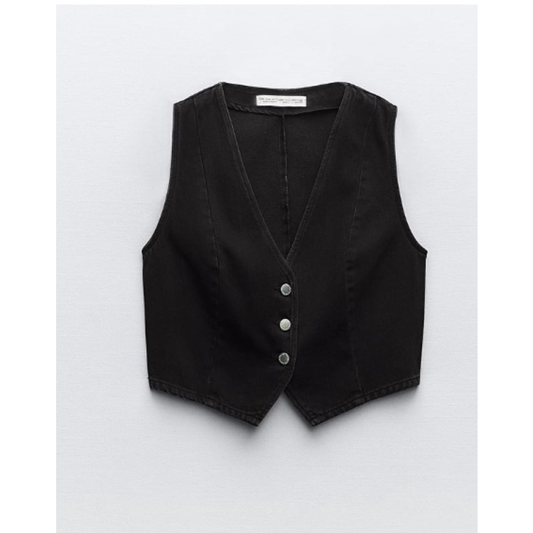 Zara Bộ Áo Khoác denim Không Tay + Chân Váy Xinh Xắn Theo Phong Cách Mùa Thu 26147190 5862183 6164219 5862184