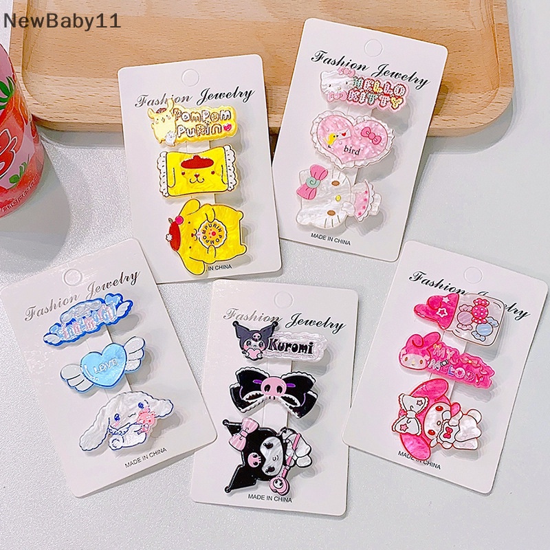 Bộ 3 Kẹp Tóc Hoạt Hình kuromi cinnamoroll Dễ Thương Cho Bé Gái