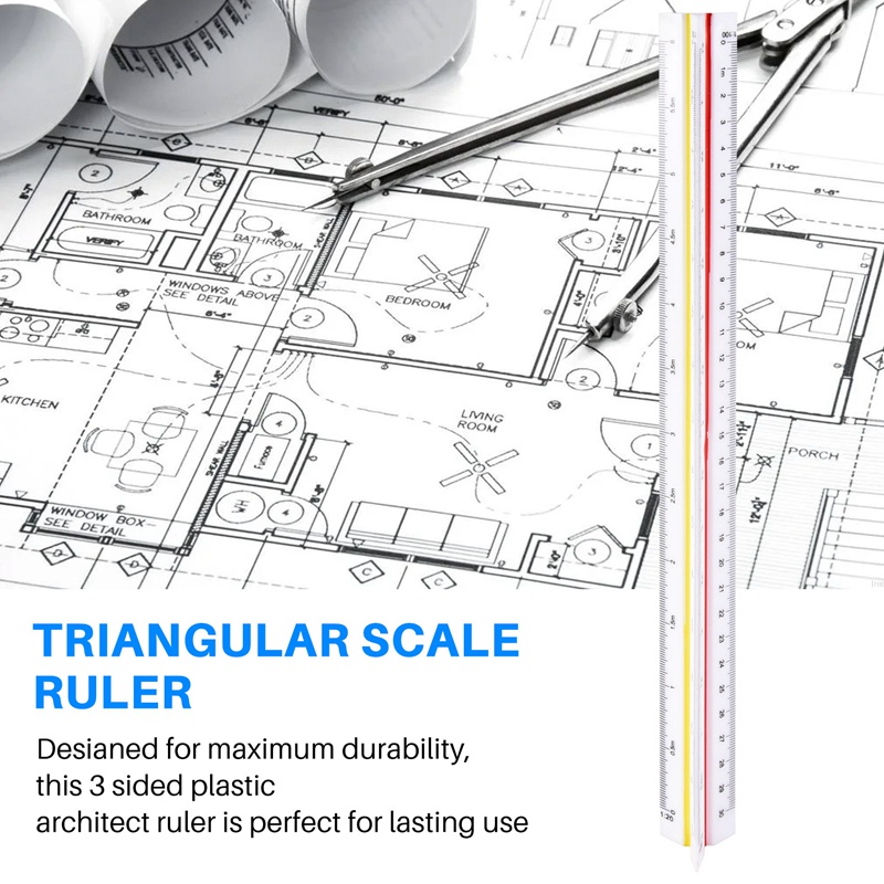 Thước Đo Hình Tam Giác Bằng Nhựa Tỉ Lệ 1: 20 1: 25 1: 50 1: 75 1: 100 1: 125