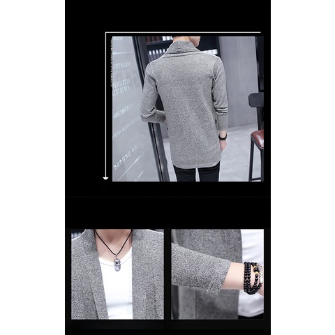 Áo Khoác Dệt Kim Tay Dài Màu Sắc Đơn Giản Phong Cách hong kong Thời Trang Cho Nam