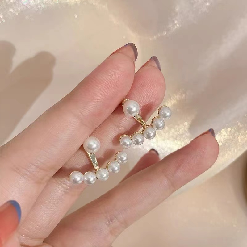 Khuyên Tai Tròn Đính Ngọc Trai Nhân Tạo Phong Cách Hàn Quốc