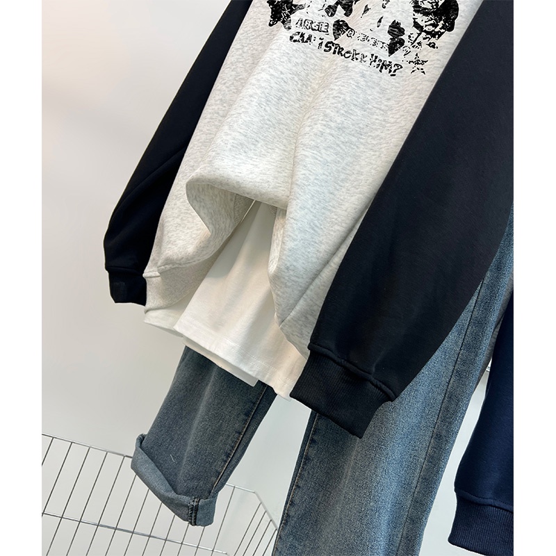 Áo Hoodie cotton Nỉ Tay Dài Dáng Rộng In Chữ Phong Cách Hàn Quốc Thời Trang Mùa Đông Cho Nữ