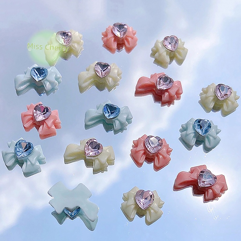 Set 10 Hạt Nhựa resin Hình Nơ 3d Đính Đá Trang Trí Móng Tay Nghệ Thuật